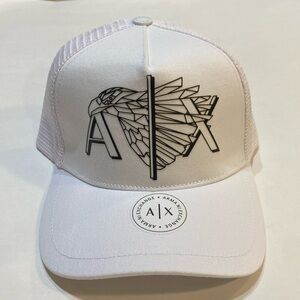 White Armani Exchange Mesh Trucker Hat